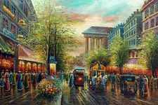 Dream-art Oil painting landscape France Paris Street Scene hand painted canvas