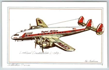 Lockheed Constellation L-049 Airplane Roy Andersen ART Capital Airlines Postcard