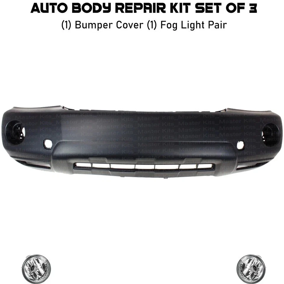 Front Bumper Cover Fascia & Fog Light Pair For 2004-2007 Toyota Highlander - Изображение 2 из 4