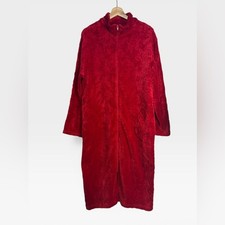 Croft & Barrow Intimates Red Plush Zip Front Robe Large