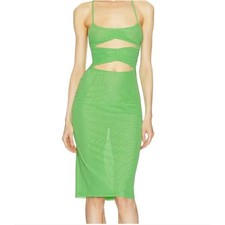 Michael Costello x REVOLVE Mesh Cut Out Knee Length Dress in Kelly Green Sz S