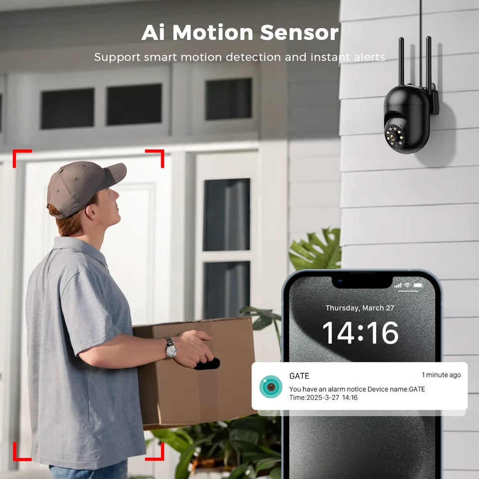 4MP Wireless Security Surveillance PTZ Camera Wifi Outdoor 3MP IP Camera Human T - Bild 2 von 4