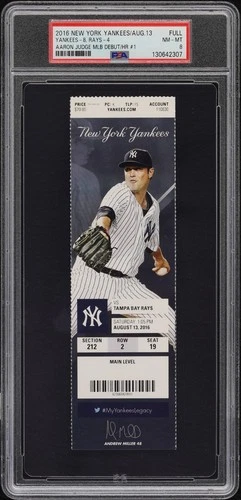 Aaron Judge MLB Debut Ticket PSA 8 2016 Rookie Yankees