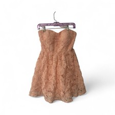 Pink Flowers Beaded Rose Teen Cocktail Prom Party Dress Size S