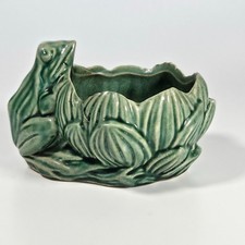 1950S McCoy Pottery Frog & Lotus Flower Plant...