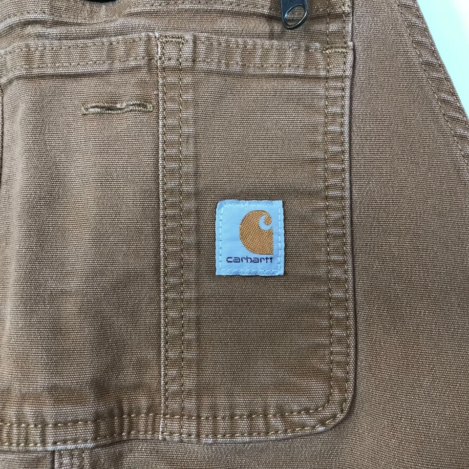 CARHARTT - WOMEN'S SMALL 4-6 - BROWN COTTON BLEND UTILITY OVERALLS 102438 - Image 4 of 4
