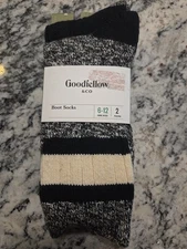 Goodfellow & Co Men's Boot Socks 2pk Black Gray White Fits Men’s Shoe Size 6-12 