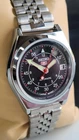 Vintage Refurbished Seiko Automatic Transparent D/D  Men's Black WristWatch 36MM