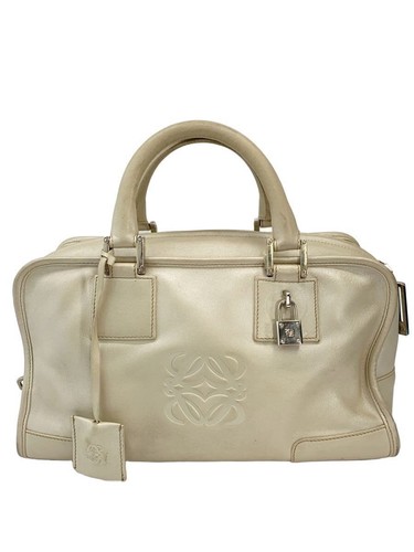 LOEWE handbag leather Silver plain Used