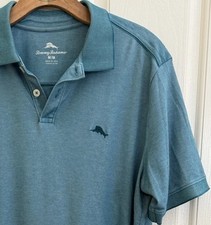 Tommy Bahama Polo Mens M Blue Golf Supima Polyester Blend Marlin Logo