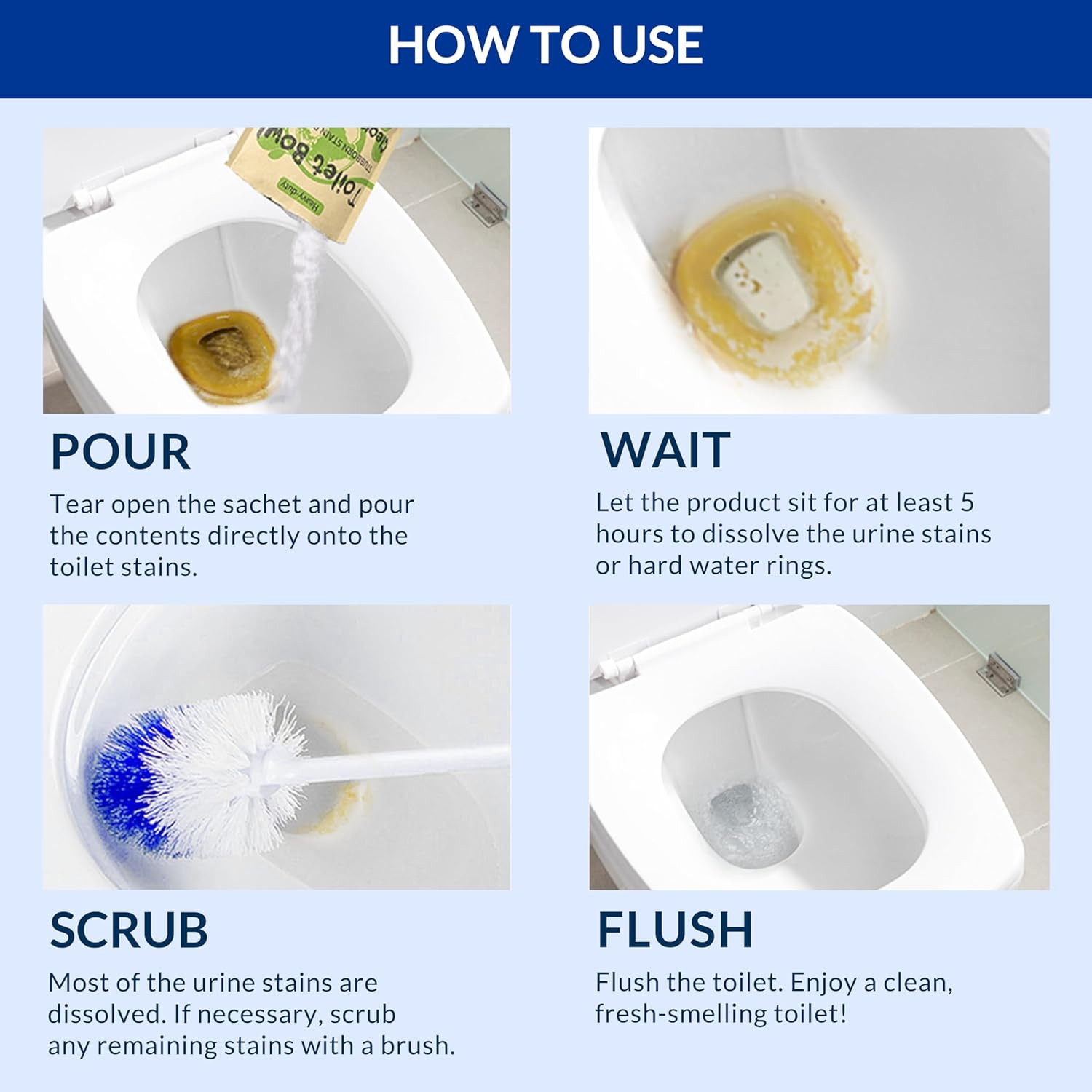 Heavy Duty Toilet Bowl Cleaner Powder - Cleans Hard Water Rings, Calcium Buildup