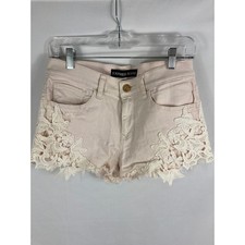 Express Lace Trim Tan Denim Shorts Size 6