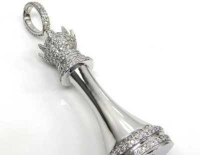 2.00 Ct Natural Moissanite Queen Chess Piece Women's Pendant 925 Sterling Silver
