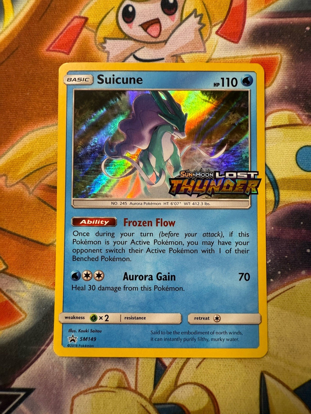 Pokemon Sun & Moon Lost Thunder - Suicune SM149 Holo Prerelease Promo Card NM