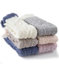 TEHOOK Fuzzy Plush Slipper Socks for Women 6 Pairs   Soft Warm Cozy Gift Set