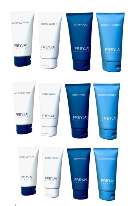 12 Pcs Freyja Toiletry Set Shampoo,Conditioner,Body Wash, Lotion