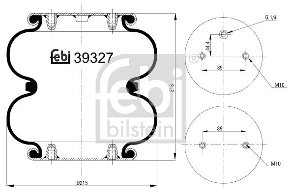 FEBI BILSTEIN 39327 Air Suspension Bellow 215mm Outer Diameter Fits ROR