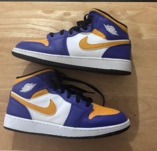 Jordan Air Jordan 1 Mid GS Kids 7Y Purple Ora...