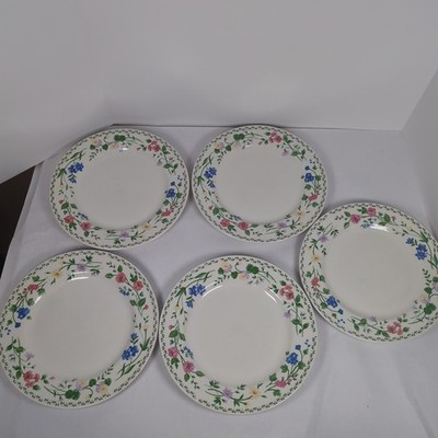 Vintage Faberware 225 English Garden Dinner Plates 10.5'' Set of 5 - NICE!
