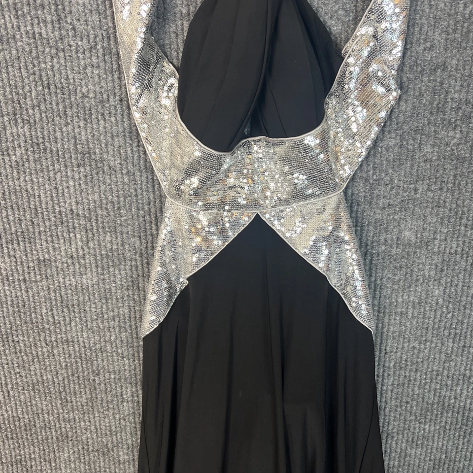 Vintage Adrianna Papell Evening Dress Size 4 Black Sequins Open Back Y2K Party - Image 3 of 4