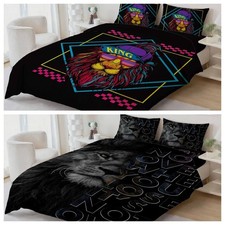3D Lion Head Letter Geometric Quilt Cover Duvet Cover Comforter set