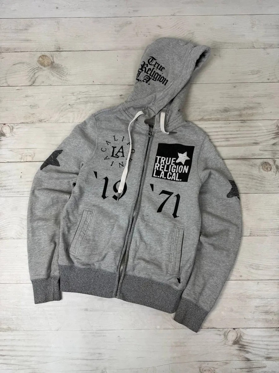 True Religion Hoodie Full Zip 1971 Multi Logo Y2K Men SZ S