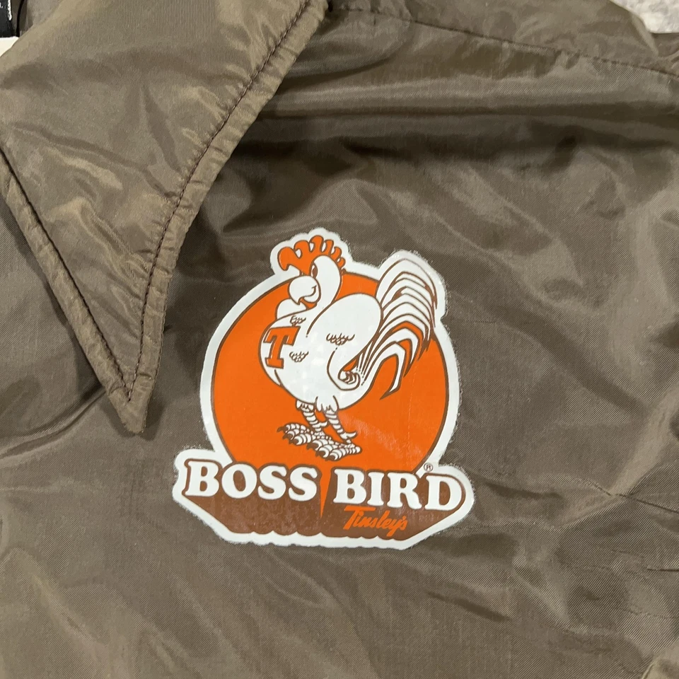 Chaqueta cortavientos de nailon grande L vintage Boss Bird Tinsley's para hombre EE. UU. 80 Aristo Jac Foto 3 de 4