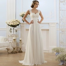 Customized Simple Empire Waist Wedding Dress Chiffon Boho Backless Bride Gown 