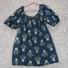 Old Navy Dress Womens 2X Blue Floral Puff Sleeve Square Neck Sundress Pockets