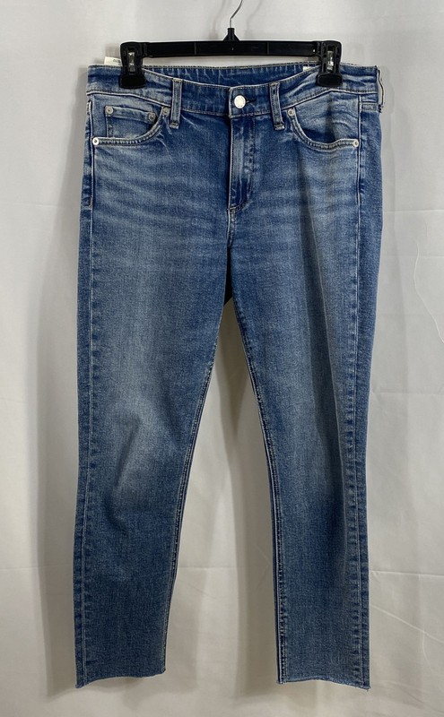 Rag & Bone Women's Nina High-Rise Ankle Skinny Jeans Blue Raw Hem Stretch 28