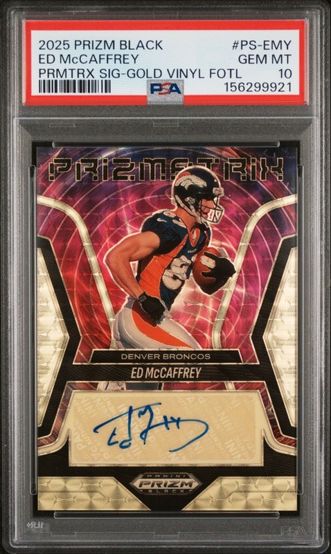 Prizm Black Prizmatrix Signature Ed McCaffrey Broncos Gold Vinyl Auto /5