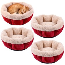 4 Pack Cat Bed Bulk 20in Self Warming Pet Beds for Small Cats Dogs Washable R...