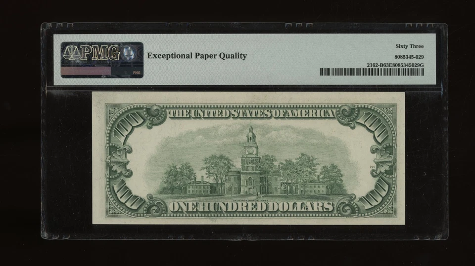 DBR 1950-E $100 FRN New York Fr. 2162-B PMG 63 EPQ Serial B24350644A - Image 2 of 2
