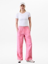Athleta S Small Retreat Wide Leg Linen Pant Pink NWT  851038