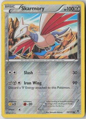 Skarmory 59/119 Common Phantom Forces Pokemon Reverse Holo Lightly Played