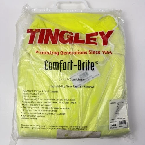 Tingley C53122 High Vis Class 3 Waterproof Rain Coat Medium Type R ANSI 107 - product listing photo