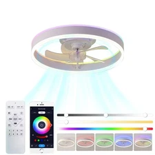 RGB Color Ceiling Fans Lights With Remote/APP Control, 19.7 In Low Profile Flush