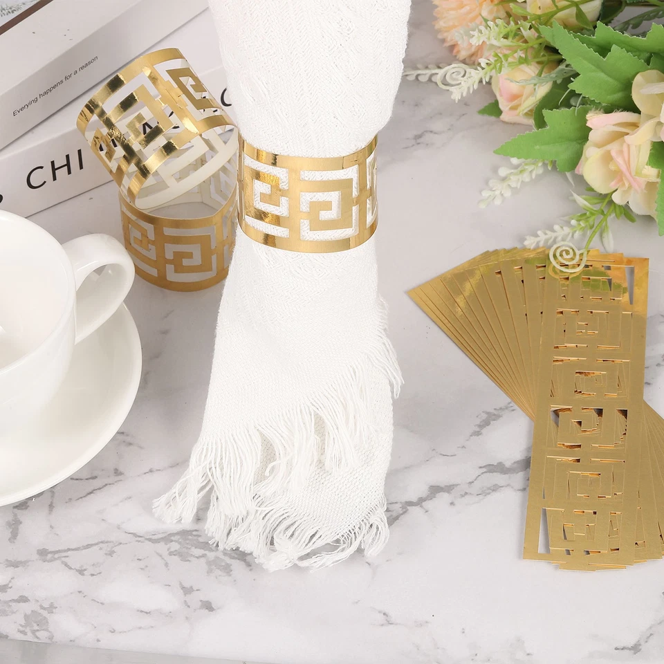 Goldene Serviettenhalter 50er Set, Papierserviettenring, Geometrisch - Bild 4 von 4