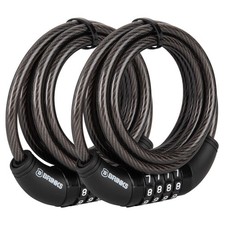 BRINKS 6 ft Outdoor Bike Lock Cable 2 Pack, Anti Theft Self-Coiling Design, R...
