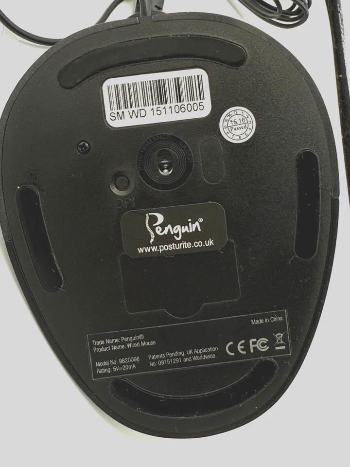 Posturite Penguin USB Wired Ambidextrous Ergonomic Mouse Vertical Small MAC PC - Image 4 of 4