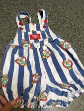 VTG OshKosh B'Gosh Bubble Overalls Nautical Sailor Bear Shortalls 90s 18 months