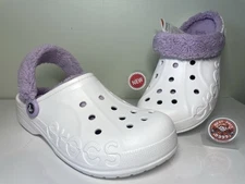 Crocs - Size 11 - 27.5cm - Men's Clogs Baya Lined Fuzz Strap White Lavender -New