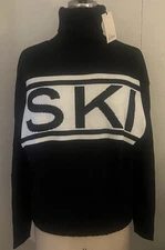New! ELAN Black + White Cotton SKI Sweater size M L NWT
