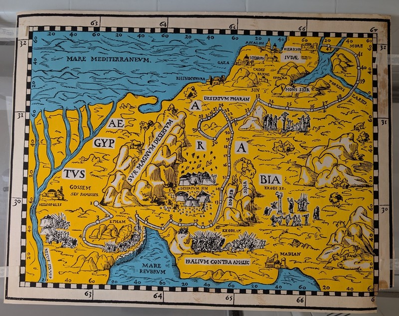 Rare Vintage Art Print Israeli Poster.19 1/4 x 25 1/8".40 Years in Sinai.Judaica