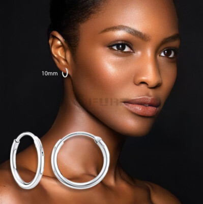 Cartilage Helix Lobe Circle Ring Piercing 10MM Hoop Earrings 925