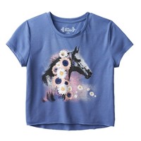 Mudd Girls Horse High-low Crop Top Tee Shirt Blue Short Sleeve Mudd Girls Horse High-low Crop Top Tee Shirt Blue Short Sleeve