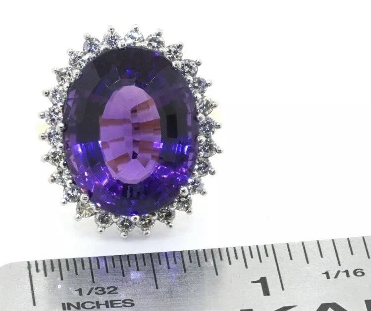 Anillo de cóctel de diamantes amatista 18k Foto 4 de 4