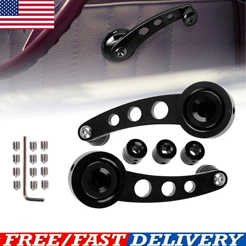 Black Aluminum Manual Billet Window Crank Handle Winder Knob Universal Car Side- - Изображение 3 из 4