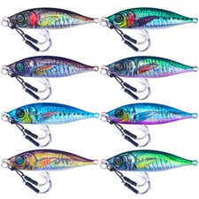 8PCS Metal Lead Jig Fishing Lures Jigging Bait Saltwater Tackle Xtra Strong Hook