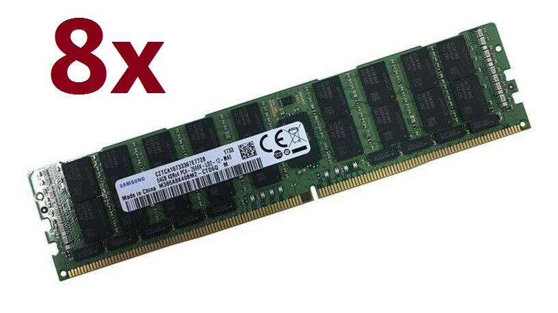 8x 64GB Samsung 512GB DDR4 2666 MHz ECC LRDIMM M386A8K40BM2-CTD RAM PC4-21300V-L
